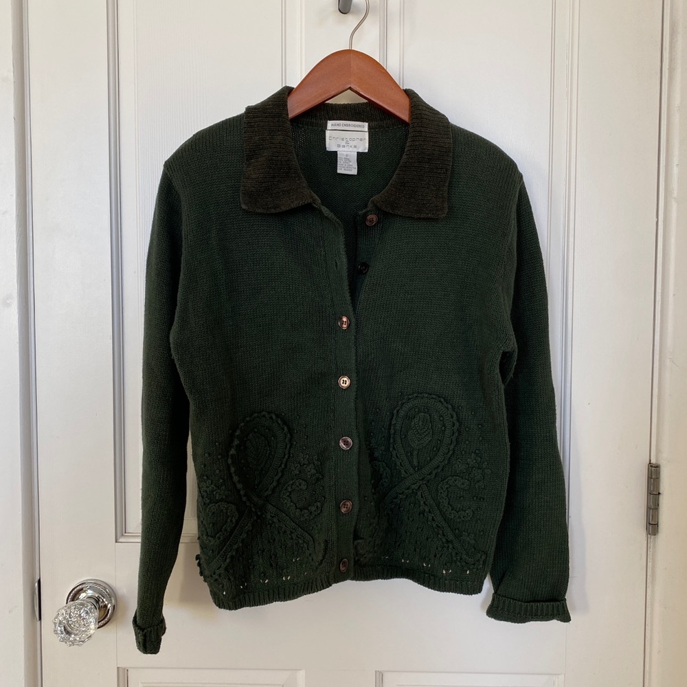 Vtg Christopher & Banks green cardigan